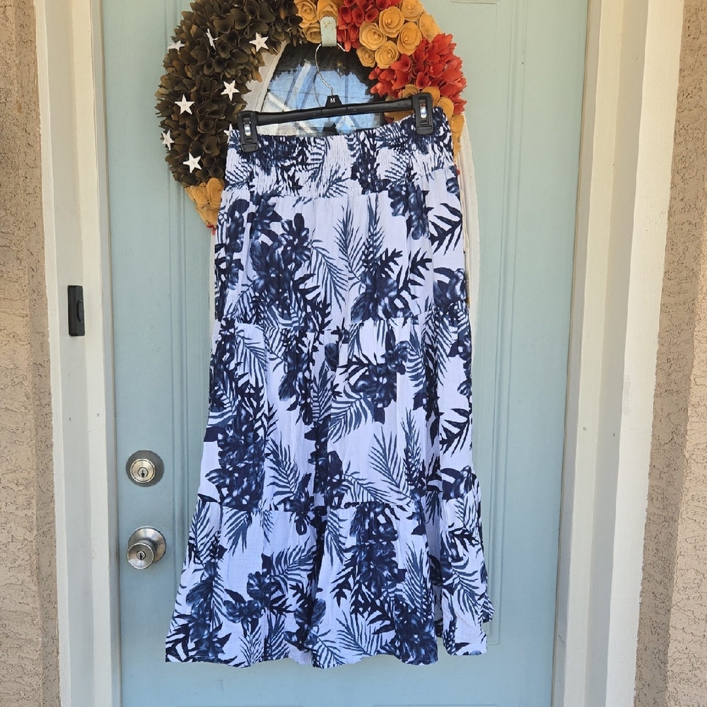 C&C California Black and White Tiered Maxi Skirt